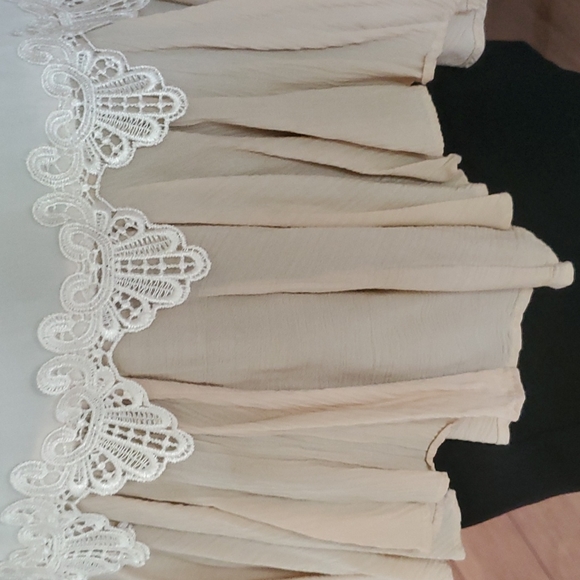 Boho Blue Betty top/blouse flounce bottom one size cream tan beige baby doll - Picture 5 of 14